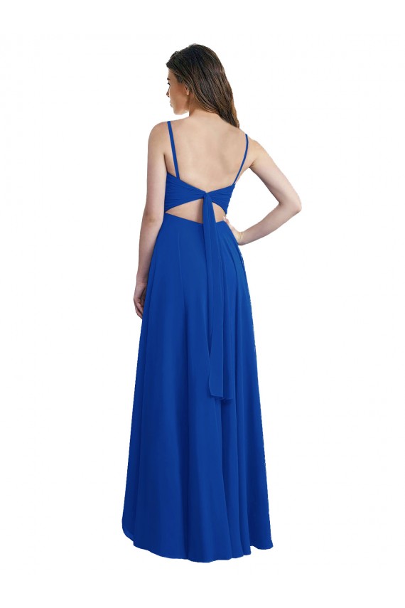 Draped High Low Chiffon Bridesmaid Dress with Cross Over Bodice UK