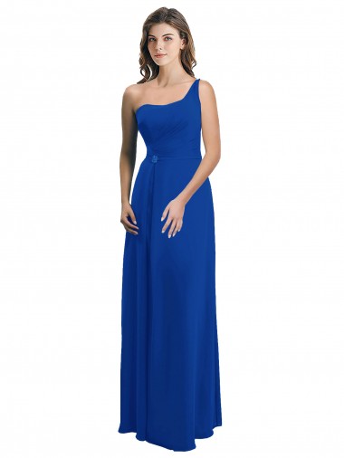 One Shoulder A-Line Chiffon Bridesmaid Dress with Pleated Bodice UK