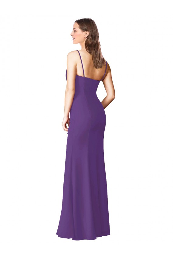 Strapless Chiffon Bridesmaid Dress with Pleated Wrap Bodice and Side Slit UK