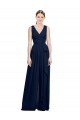 V-Neck Ruched Chiffon Bridesmaid Dress with Waistband UK