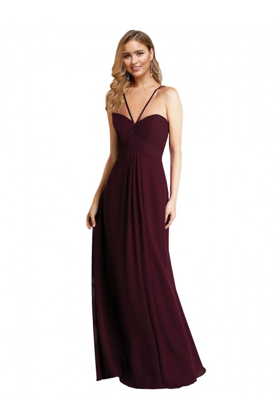 Long Chiffon Bridesmaid Dress with Sweetheart Neckline UK