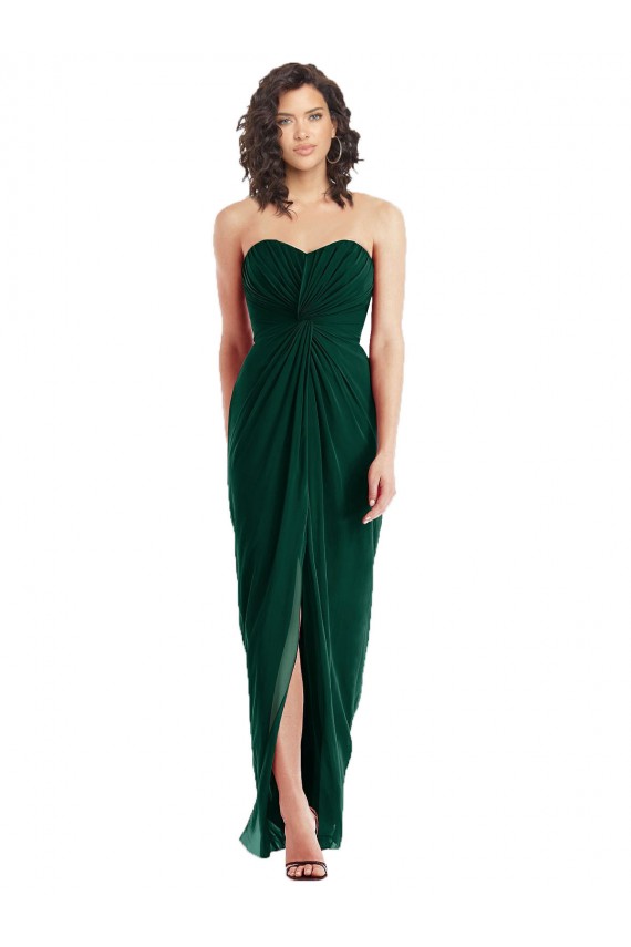 Twist Front Draped Chiffon Bridesmaid Dress with Slit UK