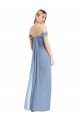 Full Length Draped Off the Shoulder Maxi Bridesmaid Dress with Shirred Streamer UK