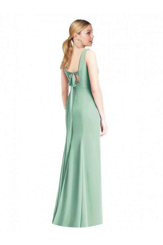 Sleeveless Tie Back Chiffon Trumpet Chiffon Bridesmaid Dress UK
