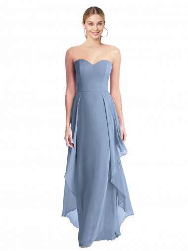 Strapless Chiffon Bridesmaid Dress with Skirt Overlay UK