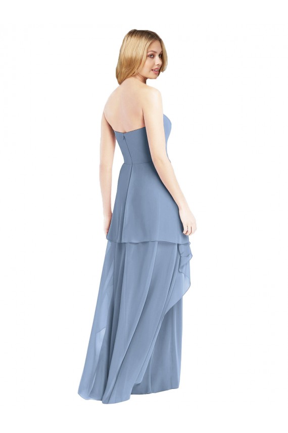 Strapless Chiffon Bridesmaid Dress with Skirt Overlay UK