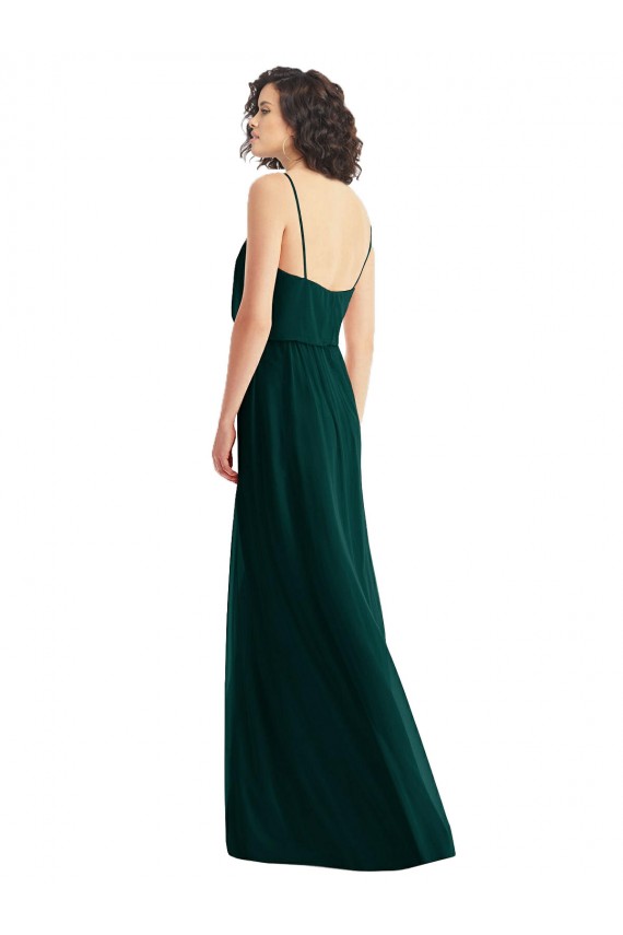V-Neck Blouson Bodice Chiffon Maxi Bridesmaid Dress UK