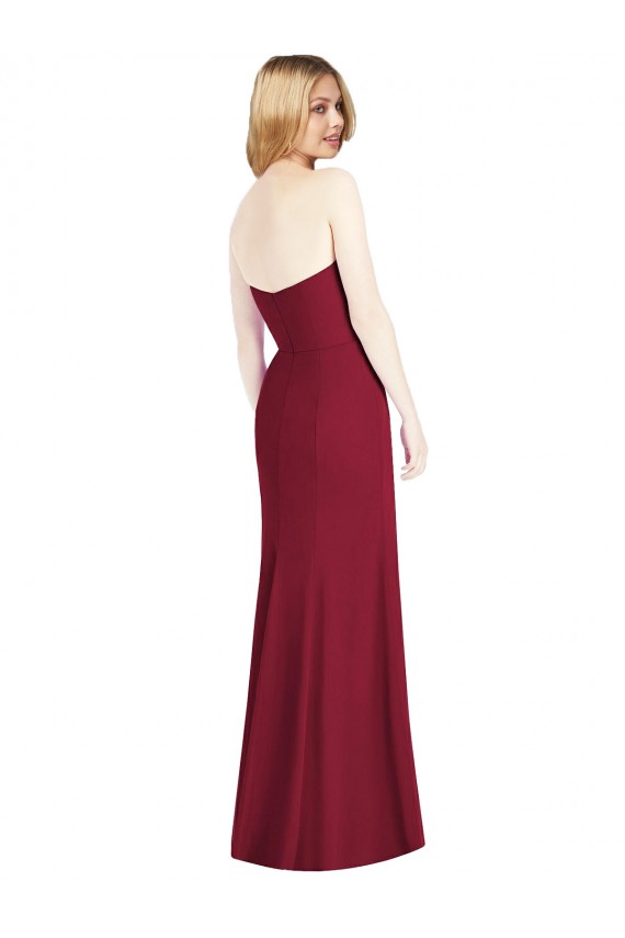 Strapless Chiffon Trumpet Bridesmaid Dress with Front Slit UK