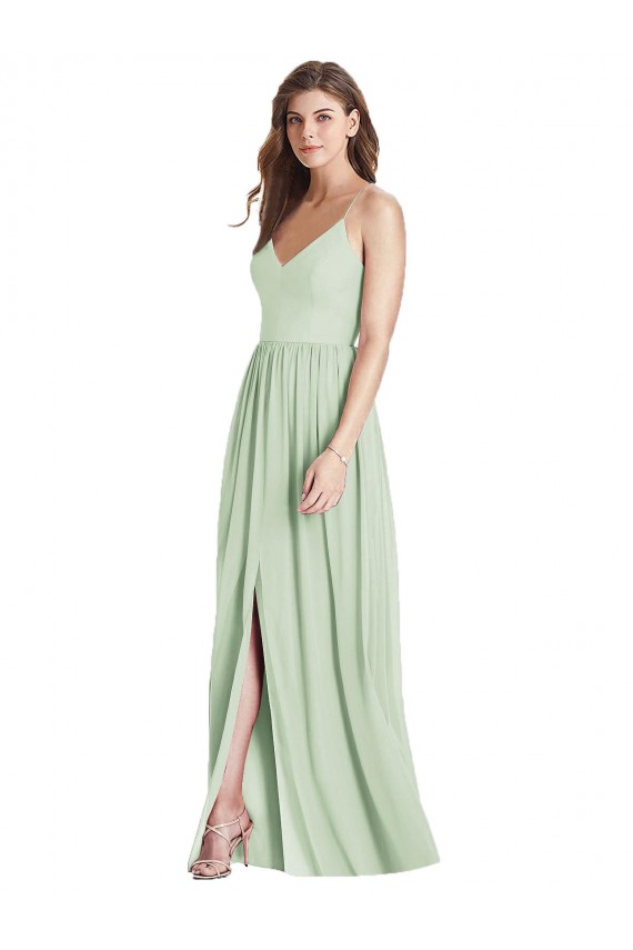 Criss Cross Strap Backless Maxi Long Chiffon Bridesmaid Dress UK