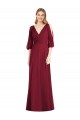 Draped V-Neck Bell Sleeves V-Back Chiffon Bridesmaid Dress UK