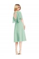 Open Back Flutter Sleeves Cocktail Length Chiffon Bridesmaid Dress UK