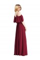 Spaghetti Straps V-Neck Chiffon Bridesmaid Dress with Sash Tie UK
