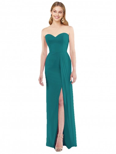 Sweetheart Neckline Lux Chiffon Bridesmaid Dress with Side Slit UK