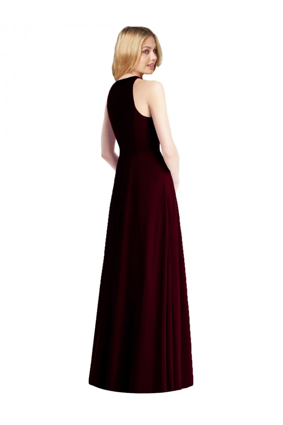Sleeveless Halter Chiffon Maxi Bridesmaid Dress UK
