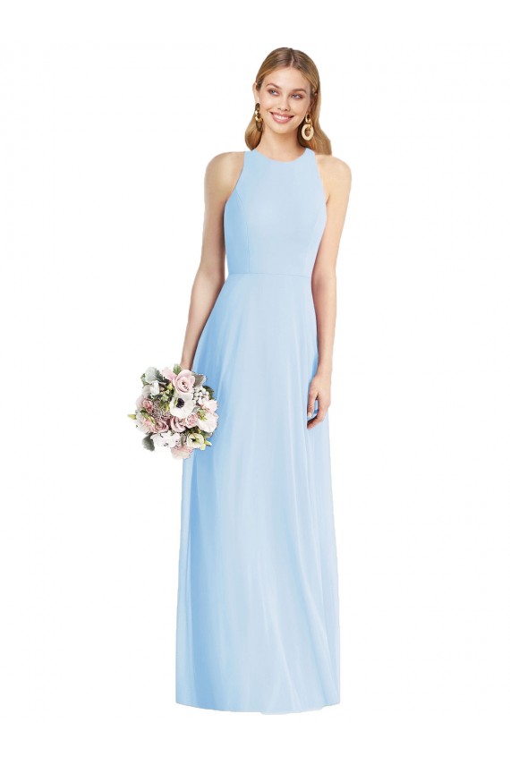 Sleeveless Halter Chiffon Maxi Bridesmaid Dress UK