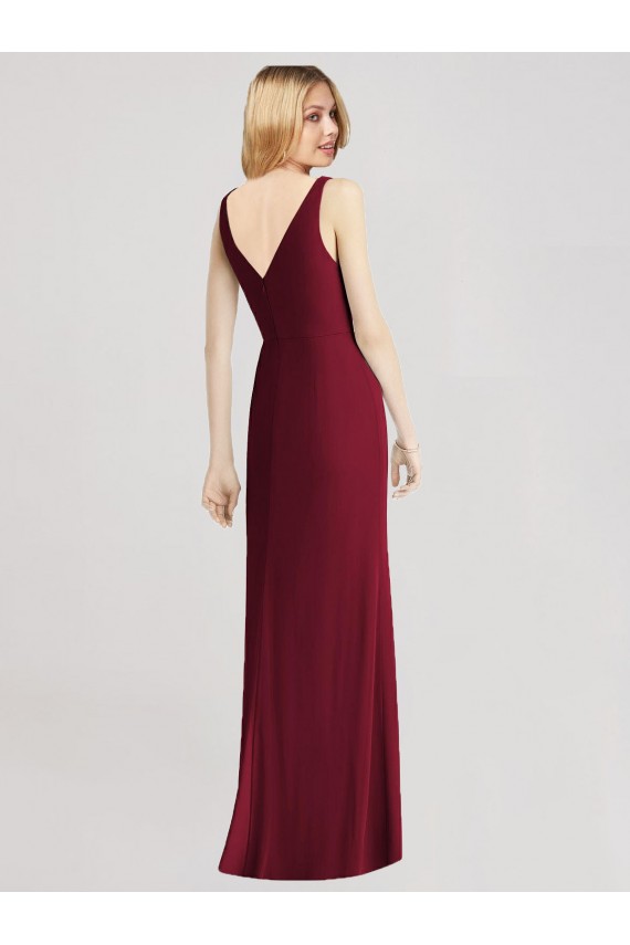 Sleeveless V-Back Long Trumpet Chiffon Bridesmaid Dress UK