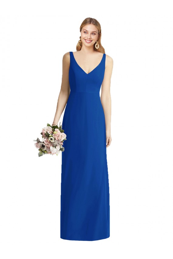 Sleeveless V-Back Long Trumpet Chiffon Bridesmaid Dress UK