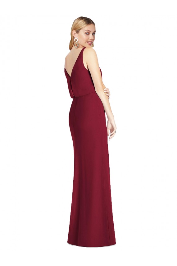 Blouson Bodice Chiffon Bridesmaid Dress with Front Slit UK