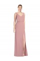 Blouson Bodice Chiffon Bridesmaid Dress with Front Slit UK