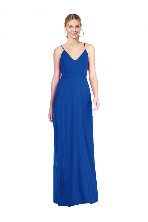 Criss Cross Back A-Line Chiffon Maxi Bridesmaid Dress UK