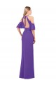 Slim A-Line Chiffon Bridesmaid Dress with Off The Shoulder Ruffle Sleeves UK