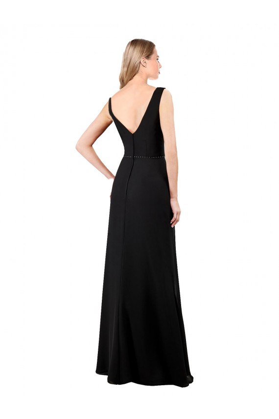 V-Neckline Chiffon Bridesmaid Dress with Draped Bodice UK