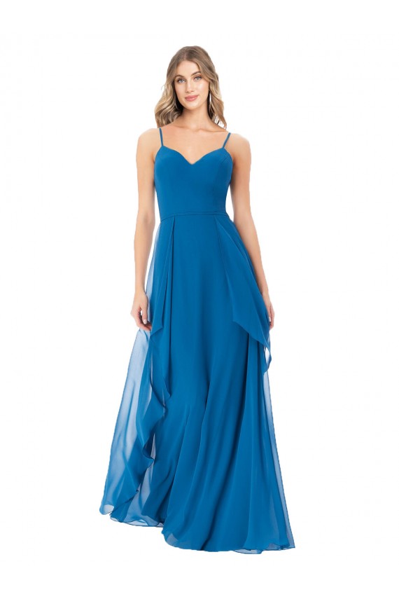 Simple Sweetheart Chiffon Bridesmaid Dress with Cascading Overlay UK