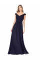 Off the Shoulder Classic Chiffon Bridesmaid Dress with Draped Bodice UK