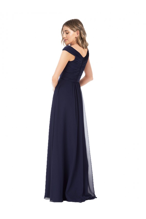 Off the Shoulder Classic Chiffon Bridesmaid Dress with Draped Bodice UK