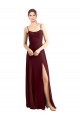 Sleek Fit and Flare Long Scoop Neck Chiffon Bridesmaid Dress with High Side Slit UK