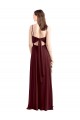 Sleek Fit and Flare Long Scoop Neck Chiffon Bridesmaid Dress with High Side Slit UK
