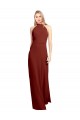 Slim High Neck Halter Fitted Open Back Chiffon Bridesmaid Dress UK