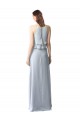 High Narrow Neck Long Chiffon Bridesmaid Dress with Tiered Ruffles UK