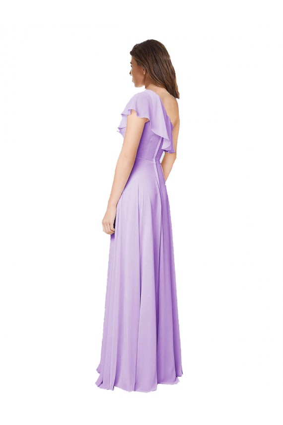 Draped One Shoulder Long Chiffon Bridesmaid Dress  UK