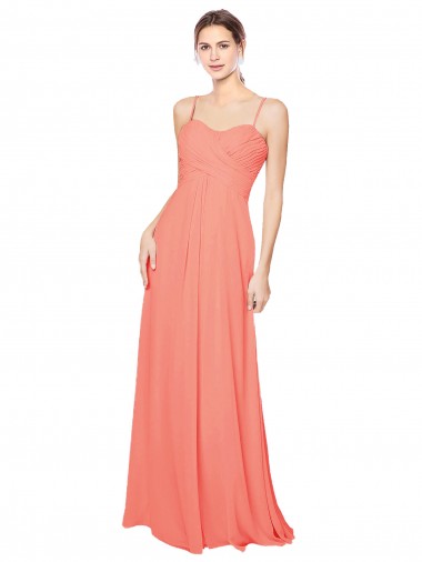 Empire Waist Spaghetti Straps Sweetheart Chiffon Bridesmaid Dress UK