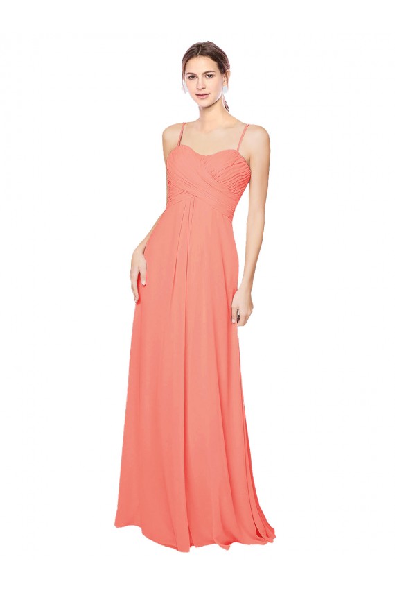 Empire Waist Spaghetti Straps Sweetheart Chiffon Bridesmaid Dress UK