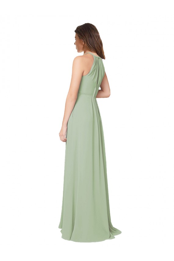 High Halter Neck Keyhole Chiffon Bridesmaid Dress UK