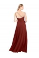 Fit and Flare One Shoulder Long Chiffon Bridesmaid Dress with High Slit UK
