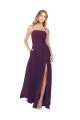 Chiffon Bridesmaid Dress with Front Slit and Keyhole Back UK