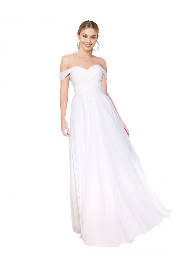 Off the Shoulder Long Full Length Chiffon Bridesmaid Dress UK