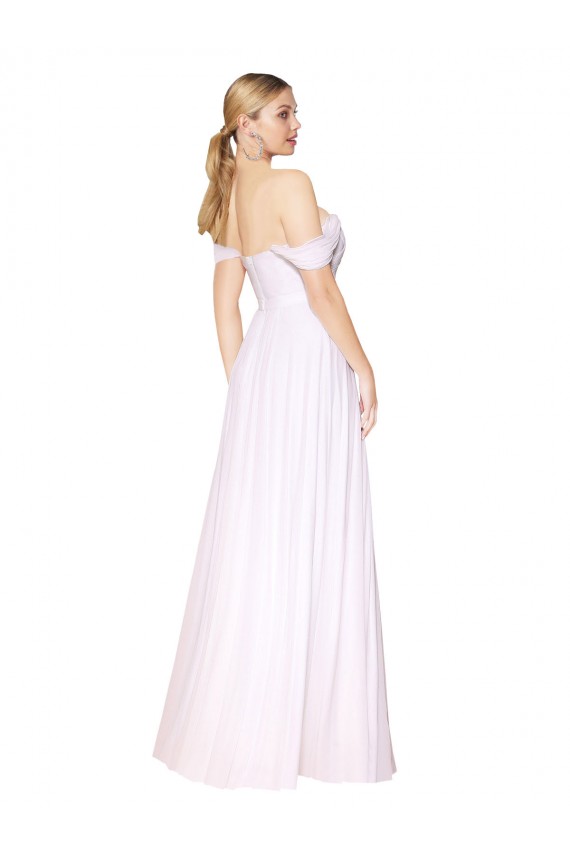 Off the Shoulder Long Full Length Chiffon Bridesmaid Dress UK