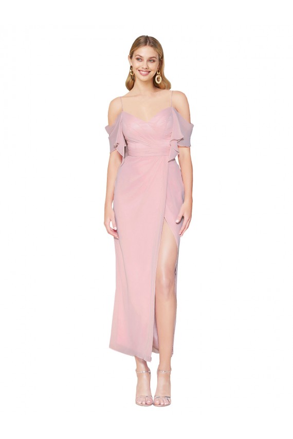 Mermaid Cold Shoulder Short Knee Length Chiffon Bridesmaid Dress UK