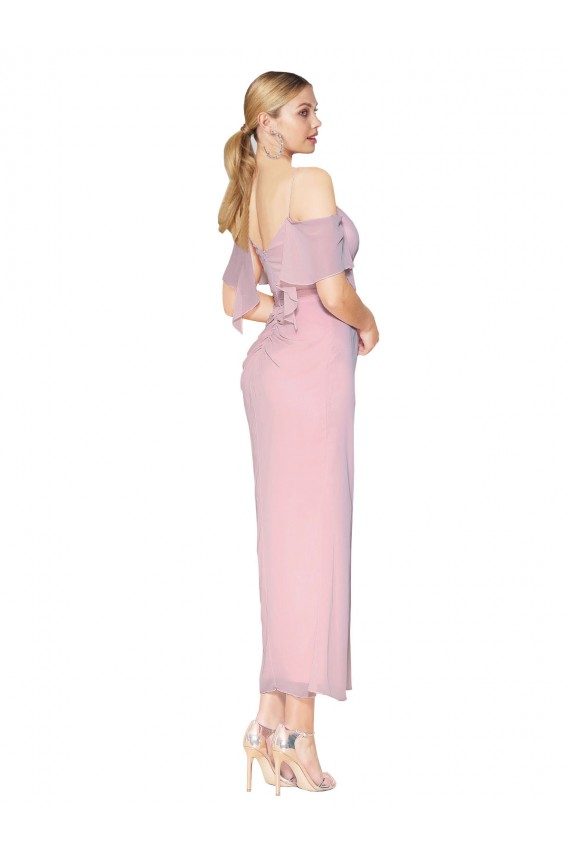 Mermaid Cold Shoulder Short Knee Length Chiffon Bridesmaid Dress UK