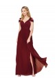 Off the Shoulder Long Chiffon Bridesmaid Dress with Side Slit UK
