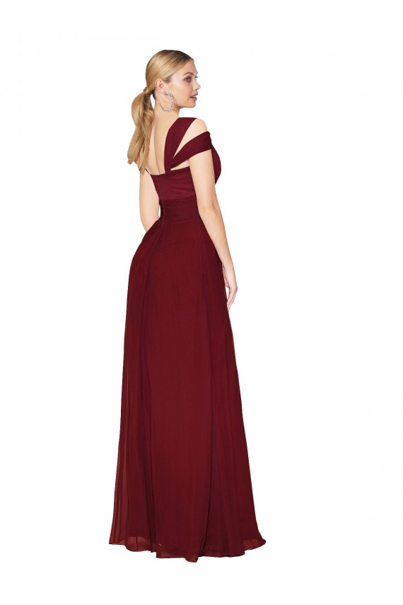 Off the Shoulder Long Chiffon Bridesmaid Dress with Side Slit UK