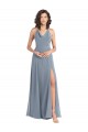 Slim A-Line Cowl Neck Long Chiffon Bridesmaid Dress with Side High Slit UK
