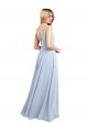 Draped Cowl Neck Tied Straps Long Chiffon Bridesmaid Dress with Slit UK