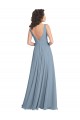 Faux Surplice Bodice Long Chiffon Bridesmaid Dress with V-Neckline UK