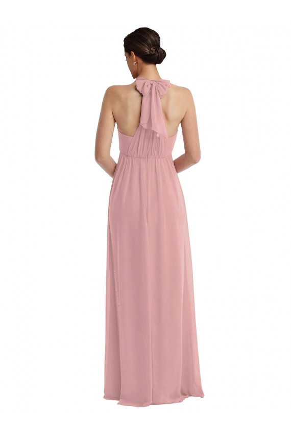 Empire Waist Long Halter Maxi Bridesmaid Dress UK