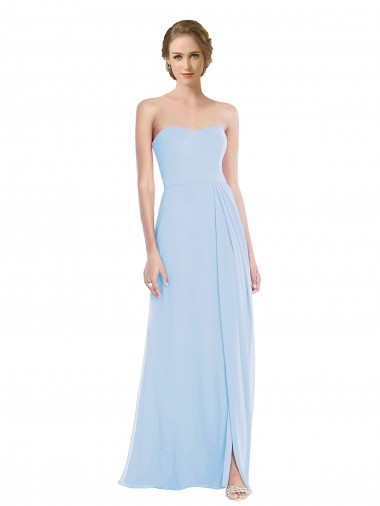 Strapless Sweetheart Maxi Bridesmaid Dress with Pleated Front Slit UK